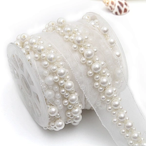 kavatar  wholesale new Handmade Bead lace Embroidered Tulle Trim wedding with Accessories Beads Crystals & Rhinestones