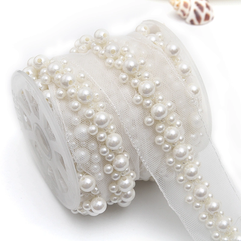 kavatar  wholesale new Handmade Bead lace Embroidered Tulle Trim wedding with Accessories Beads Crystals & Rhinestones