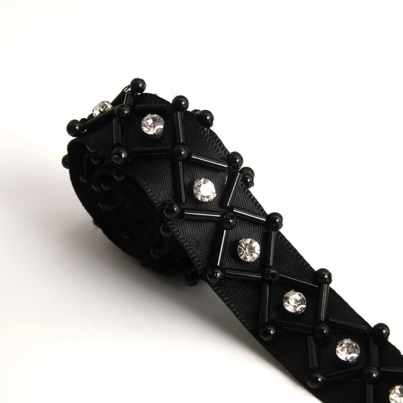 Kavatar beaded trim for wedding dress beaded hot fix banding trim
