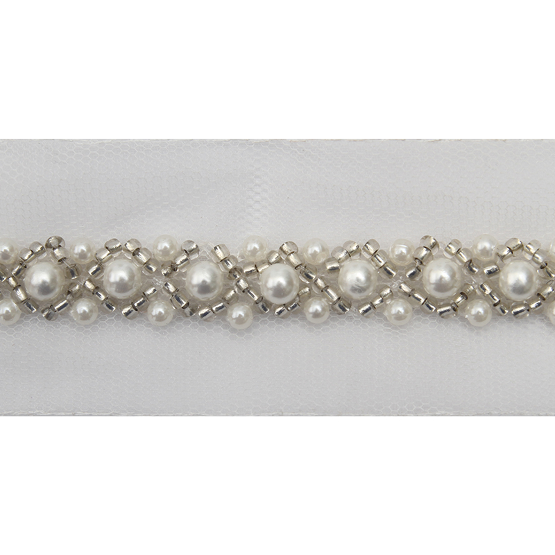 kavatar  wholesale new Handmade Bead lace Embroidered Tulle Trim wedding with Accessories Beads Crystals & Rhinestones
