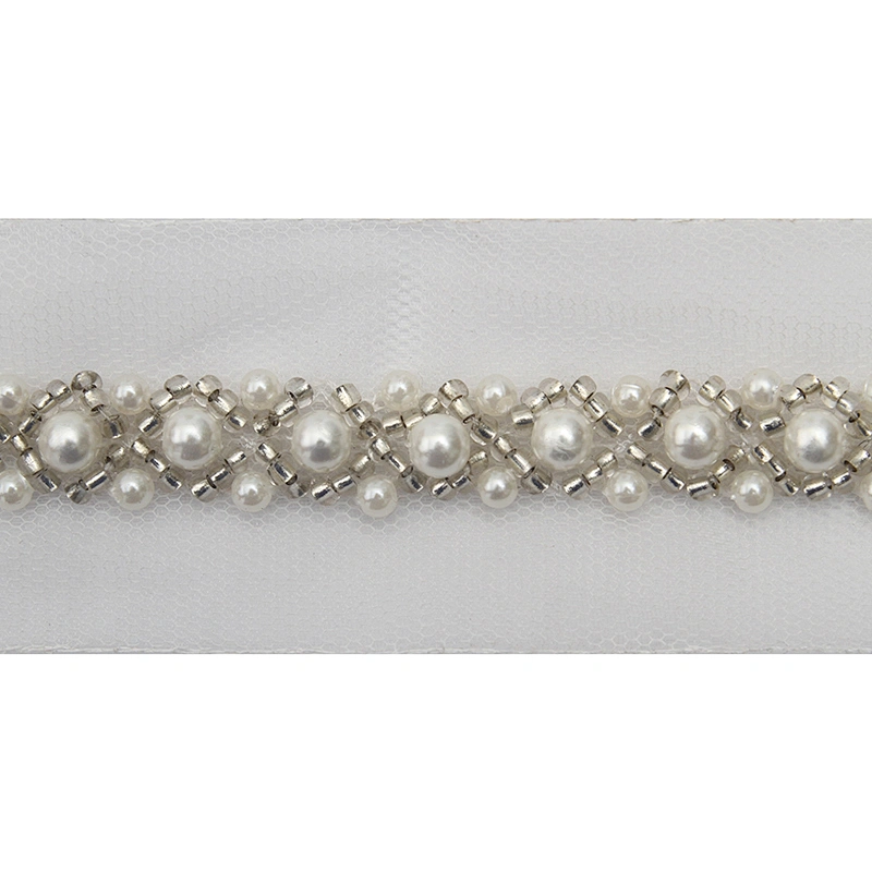 kavatar  wholesale new Handmade Bead lace Embroidered Tulle Trim wedding with Accessories Beads Crystals & Rhinestones