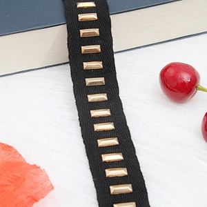 Golden beaded ribbon balck trim lace trim ribbon handmade beads lace sew on Clothes Design Lace Trims