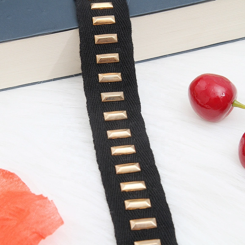 Golden beaded ribbon balck trim lace trim ribbon handmade beads lace sew on Clothes Design Lace Trims