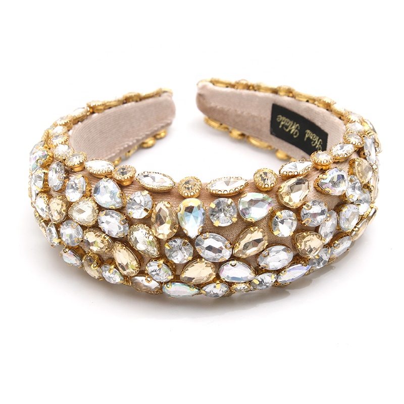 wholesale Hair Decoration Velour Crystal And Rhinestone Cup chain Decorated hair accessories Hairbands WOMEN HEADBAND