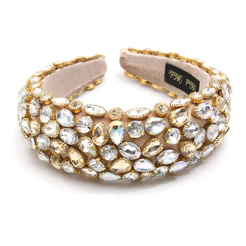 wholesale Hair Decoration Velour Crystal And Rhinestone Cup chain Decorated hair accessories Hairbands WOMEN HEADBAND