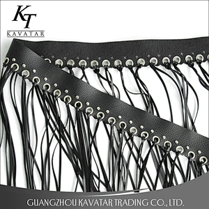 Fashion artificial eyelet leather lace,leather fringe trim for bags and shoes Eyelet belt