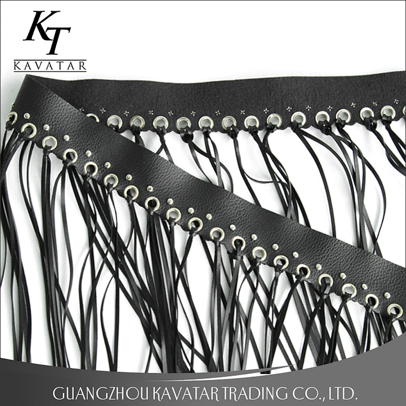 Fashion artificial eyelet leather lace,leather fringe trim for bags and shoes Eyelet belt