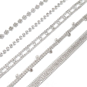 Wholesale Women Evening Party Dress Camisole  Plated tassel fringe alloy Rhinestone Chain Trim Bra Crystal Shoulder Strap