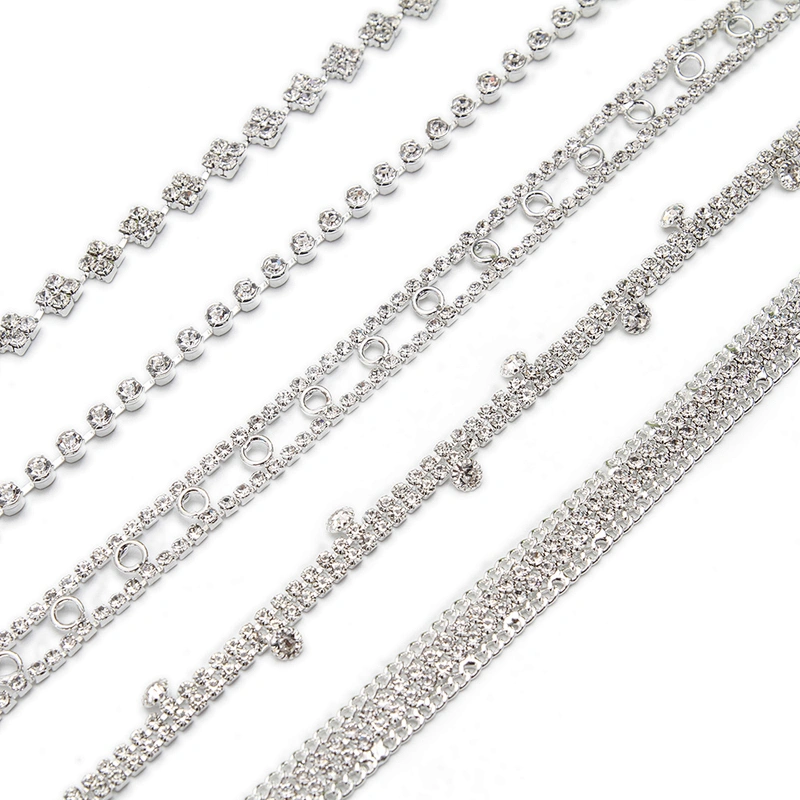 Wholesale Women Evening Party Dress Camisole  Plated tassel fringe alloy Rhinestone Chain Trim Bra Crystal Shoulder Strap