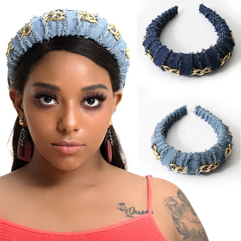 Ball wide edge cloth art high-grade light luxury lightweight design fashion style hair band headbands jean headband