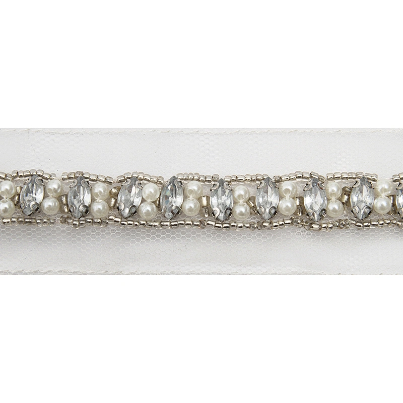 kavatar  wholesale new Handmade Bead lace Embroidered Tulle Trim wedding with Accessories Beads Crystals & Rhinestones