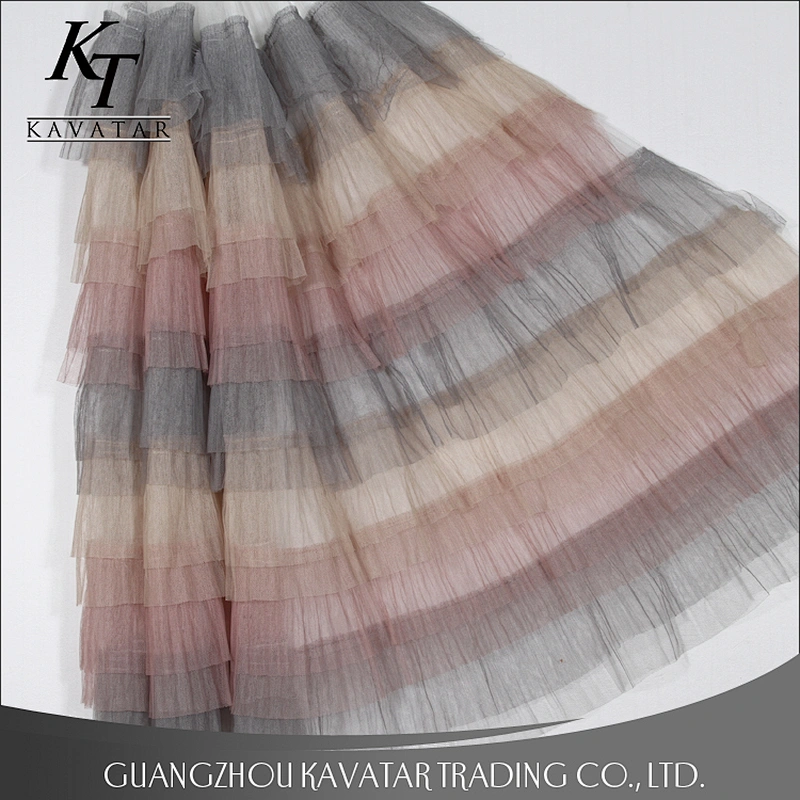 Fashion design multiple colorful layers mesh fabric for women dress