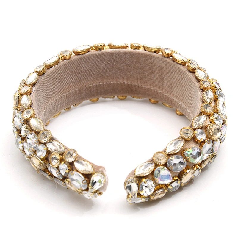 wholesale Hair Decoration Velour Crystal And Rhinestone Cup chain Decorated hair accessories Hairbands WOMEN HEADBAND