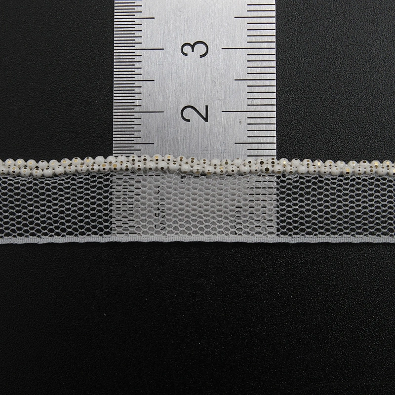 Wholesale Chain lace trim beaded 1.3 cm Sew-On lace trim Polyester net mesh Lace trimmings wedding for clothes  Accessories