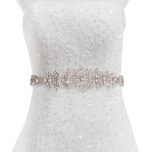 wholesale bling rhinestone trim Sew on Hot-fix bodice applique white wedding dress Crystal belt for Bridal Dress  Accessories