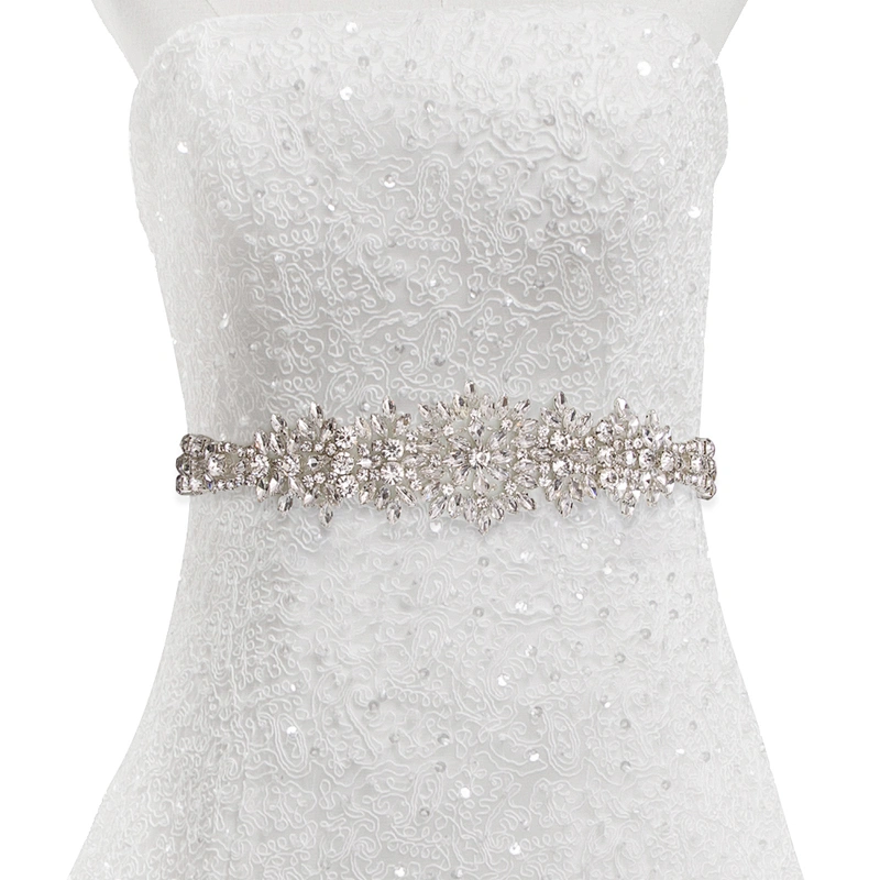 wholesale bling rhinestone trim Sew on Hot-fix bodice applique white wedding dress Crystal belt for Bridal Dress  Accessories