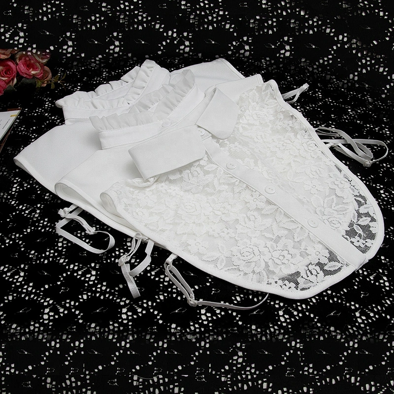 Autumn winter shirt collar versatile Korean water soluble shirt court  studded diamond base lace collar fake