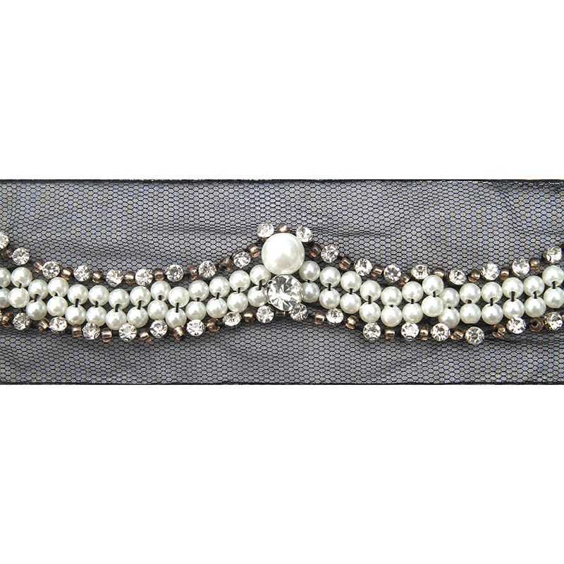 kavatar  wholesale new Handmade Bead lace Embroidered Tulle Trim wedding with Accessories Beads Crystals & Rhinestones