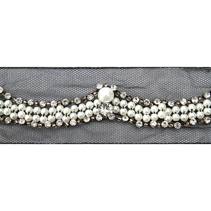 kavatar  wholesale new Handmade Bead lace Embroidered Tulle Trim wedding with Accessories Beads Crystals & Rhinestones