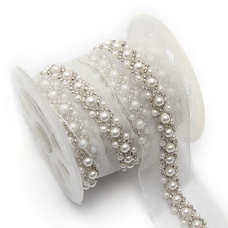 kavatar  wholesale new Handmade Bead lace Embroidered Tulle Trim wedding with Accessories Beads Crystals & Rhinestones