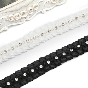 kavatar  wholesale new Handmade Bead lace Embroidered Tulle Trim wedding with Accessories Beads Rhinestones