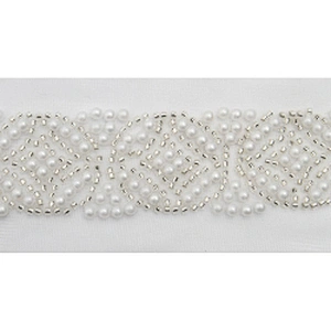 Wholesale Embroidery beaded lace trim 7.1 cm Mesh fabric lace trims beautiful Accessories for dress 3D wedding Designer