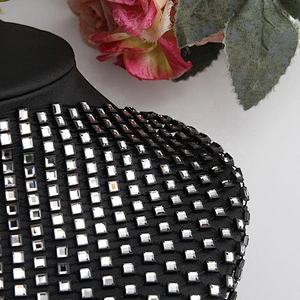 Kavatar mesh for rhinestones point back rhinestone mesh trimming in Rhinestones Fabric fashion Sew-on for  shoes clothing