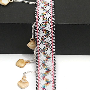 Wholesale tassels lace trim for garment rhinestone Pearl fringe tassel trimming  jute tassel trim