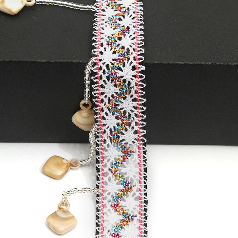 Wholesale tassels lace trim for garment rhinestone Pearl fringe tassel trimming  jute tassel trim