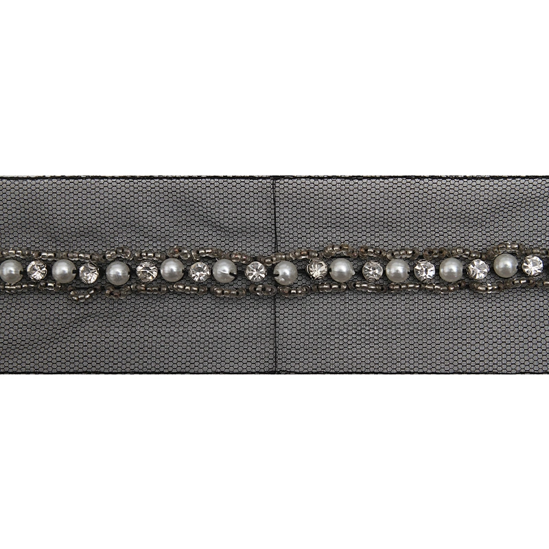 kavatar  wholesale new Handmade Bead lace Embroidered Tulle Trim wedding with Accessories Beads Rhinestones