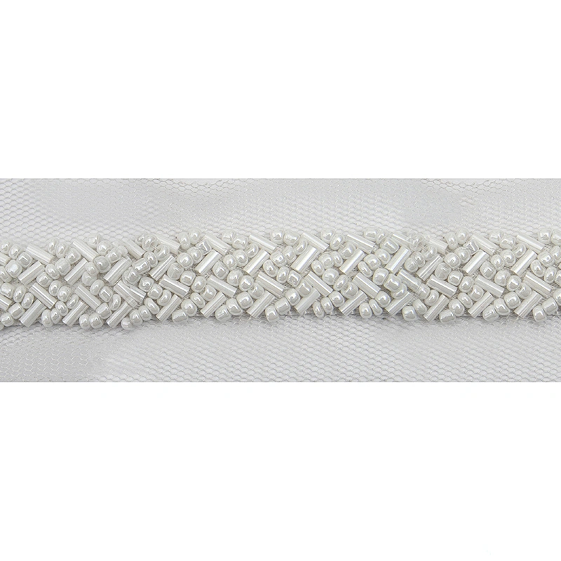 kavatar  wholesale new Handmade Bead lace Embroidered Tulle Trim wedding with Accessories Beads Crystals & Rhinestones