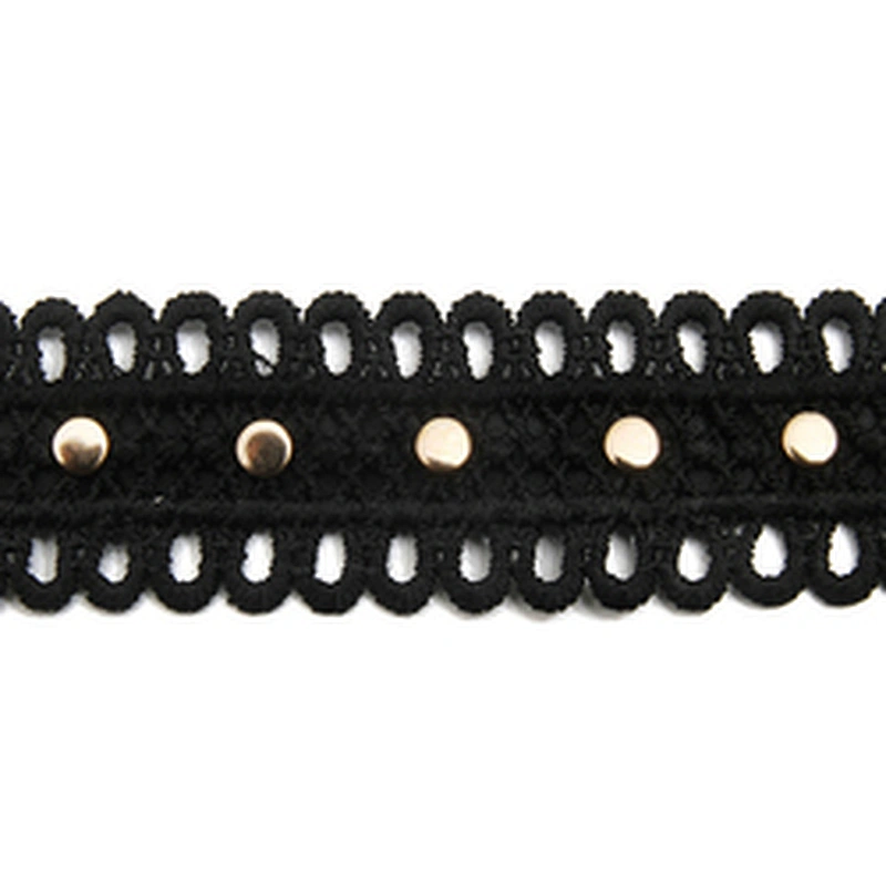 Wholesale 2.7cm Studs trim ribbon diy handmade costume dress sewing bead lace trim Design Rivets Trims