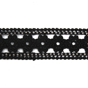 Wholesale Chain lace trim rhinestone 2.8 cm Sew-On lace trim Polyester net mesh Lace trimmings wedding for clothes  Accessories
