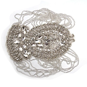 Christmas Cherry Flower Decorative Sew on Rhinestone Beaded Patches Wholesale patches for clothing