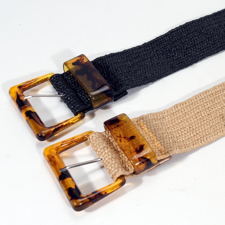 Leisure 97cm Square Buckled Woven Fabric Waist Belt for Women