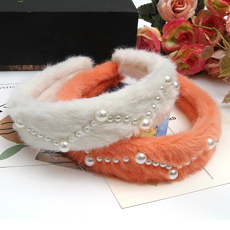 Factory sells colorful hair plush tie elastic creative fluffy fashion hair hoop birthday hairband Cute headband fur headband