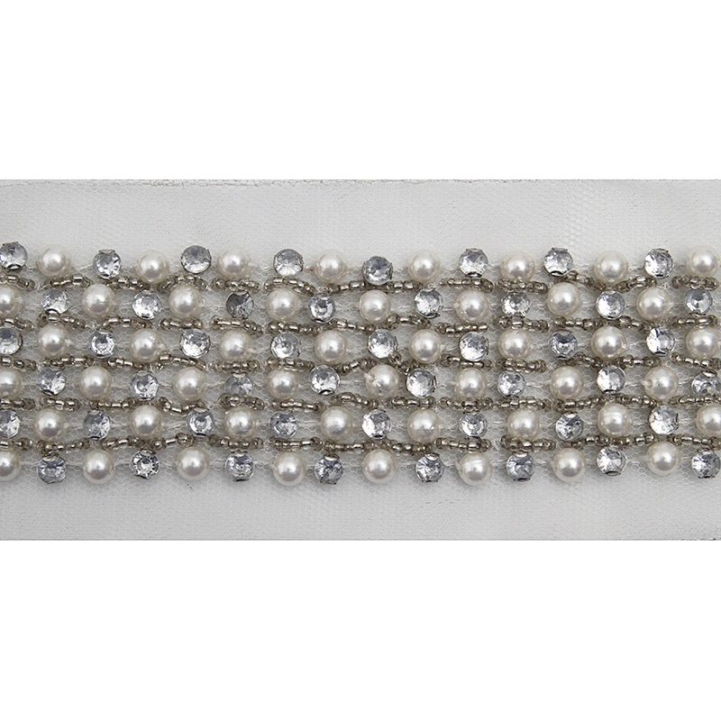 kavatar  wholesale new Handmade Bead lace Embroidered Tulle Trim wedding with Accessories Beads Crystals & Rhinestones