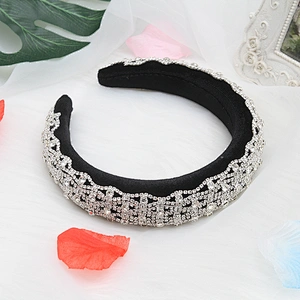 wholesale Hair Decoration Velour Crystal And Rhinestone Cup chain Decorated hair accessories Hairbands WOMEN HEADBAND