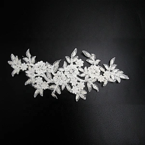 Christmas Cherry Flower Decorative Sew on Rhinestone Beaded Patches Wholesale patches for clothing