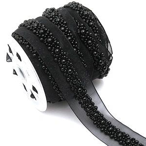 kavatar  wholesale new Handmade Bead lace Embroidered Tulle Trim wedding with Accessories Beads Crystals & Rhinestones