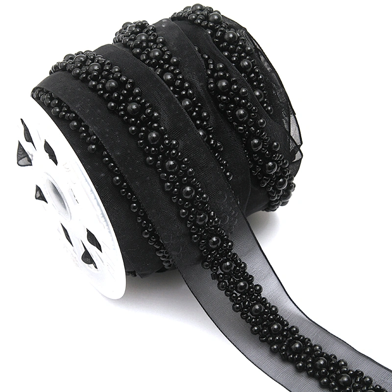 kavatar  wholesale new Handmade Bead lace Embroidered Tulle Trim wedding with Accessories Beads Crystals & Rhinestones