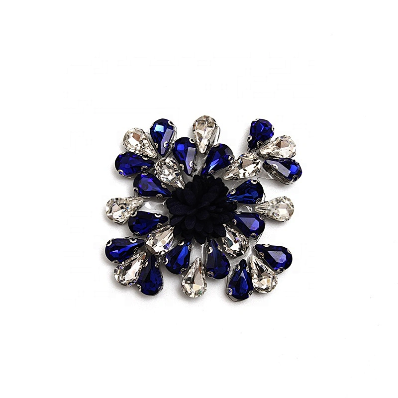 Christmas Cherry Flower Decorative Sew on Rhinestone Beaded Patches Wholesale patches for clothing