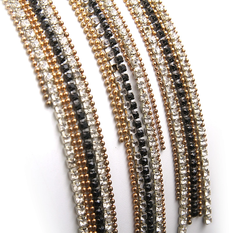 wholesale  designer badges cloth stickers Sew on for clothing accessories decoration 3D patch  rhinestone Metal Chain Tassel