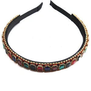 Korea Fashion Womens Hair Accessories  Custom crystal  Headband Hairbands 2020 soft pu hairband gold alloy chain headwear