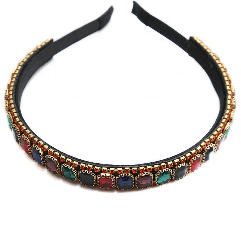 Korea Fashion Womens Hair Accessories  Custom crystal  Headband Hairbands 2020 soft pu hairband gold alloy chain headwear