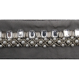 kavatar  wholesale new Handmade Bead lace Embroidered Tulle Trim wedding with Accessories Beads Crystals & Rhinestones
