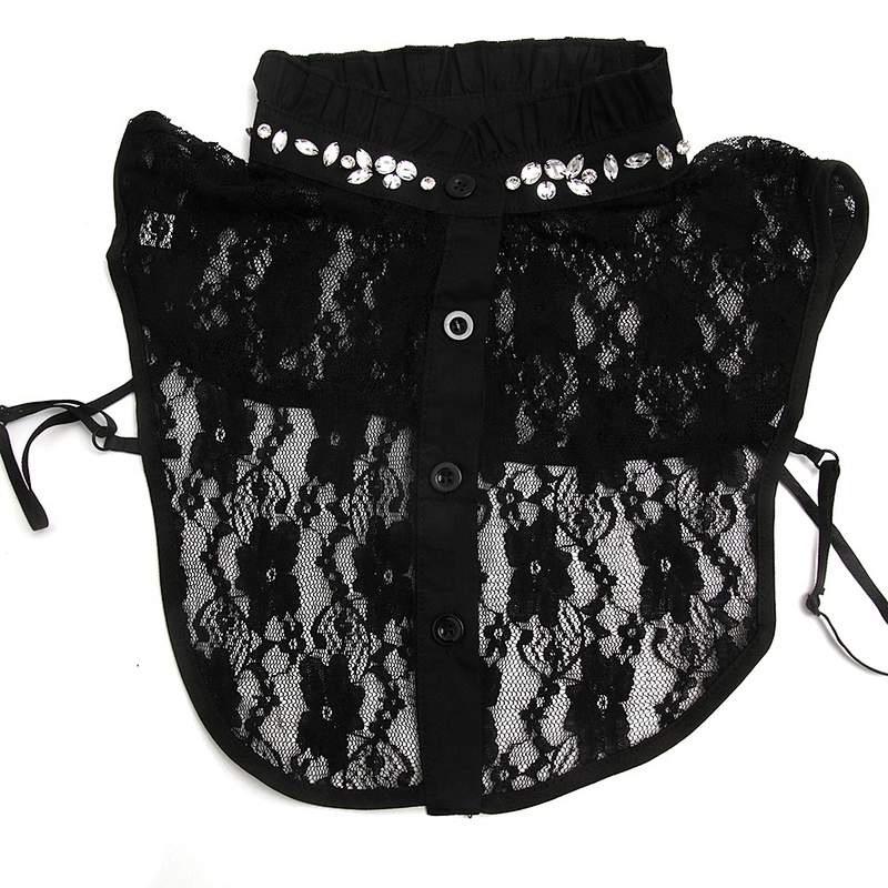 Autumn winter shirt collar versatile Korean water soluble shirt court  studded diamond base lace collar fake