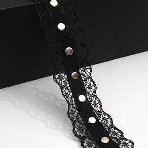 Wholesale 2.8cm Size Studs trim ribbon diy handmade costume dress sewing bead lace trim Design Rivets Trims