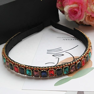 Korea Fashion Womens Hair Accessories  Custom crystal  Headband Hairbands 2020 soft pu hairband gold alloy chain headwear
