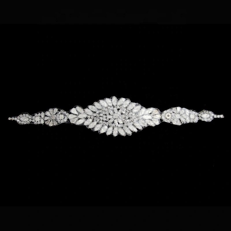 Wedding dress rhinestone patch applique Decorative Sew on Rhinestone Beaded Patches Wholesale patches for clothing